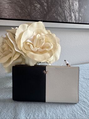 RADLEY LONDON Leather Regents Row Color Block Matinee Wallet Black Beige Brown